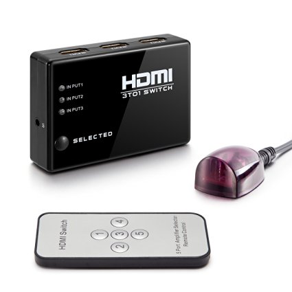 Novo Icon 3-Port High Speed HDMI Switch with IR Wireless Remote and AC Power Adapter