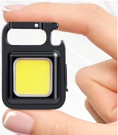 Keychain LED Light 2-Hours Battery Life with Bottle Opener, Magnetic Base and Folding Bracket Mini COB 1000 Lumens Rechargeable Emergency Light for Fishing,Walking, Camping