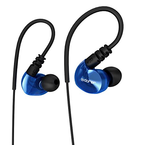 tongxin running Sports earbud Headphones Wired Over Ear In Ear Headsets Noise Isolation waterproof Earbuds Enhanced Bass Stereo Earphones with Microphone and Remote for Running Jogging Gym (BLUE)
