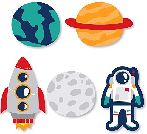 Big Dot of Happiness Blast Off to Outer Space - DIY Shaped Rocket Ship Baby Shower or Birthday Party Cut-Outs - 24 Count