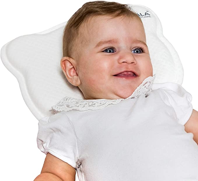 Koala Babycare Plagiocephaly Baby Pillow with Two Removable Covers for The Prevention and Cure of Flat Head Syndrome in Memory Foam Anti-Suffocation - Perfect Head - KPH White