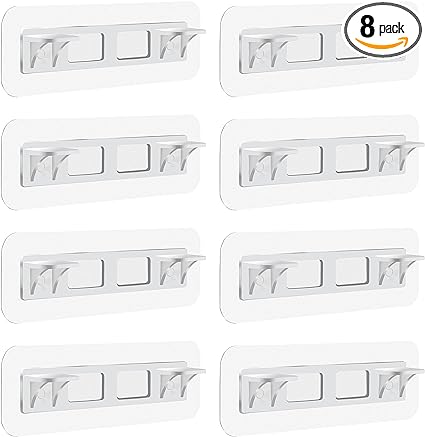 8 Pcs Adhesive Shelf Bracket,Self-Adhesive Shelf Support Pegs Punch Free Shelves Holders Double Row Reinforced Design Cabinet Shelf Clips for Kitchen Cabinet Book Shelves Closet Clapboard Layer