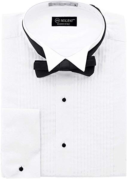 Milani Men's Tuxedo Shirts with French Cuffs and Bow Tie