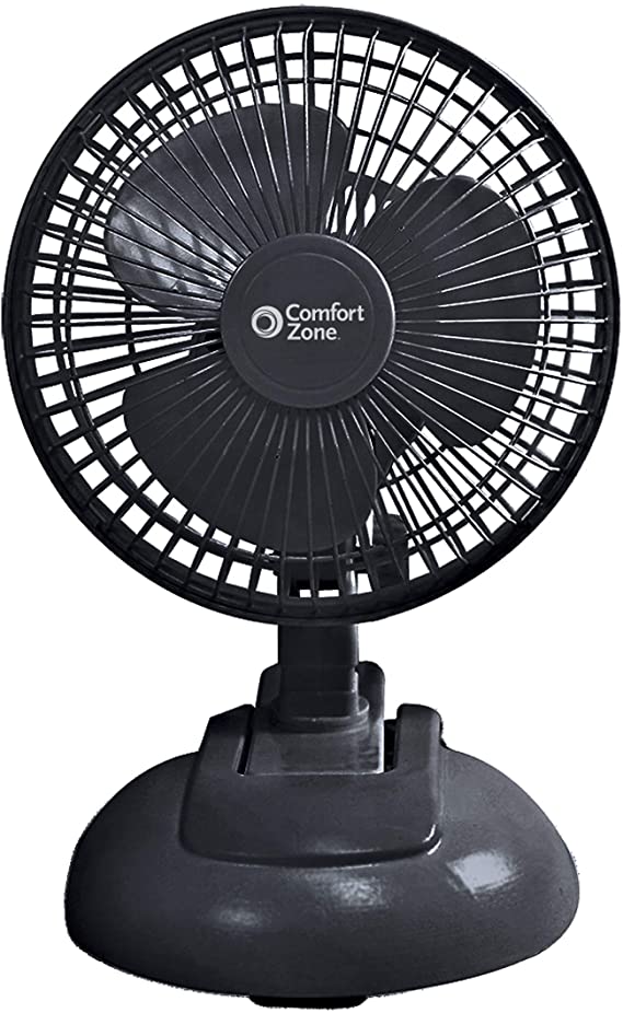 Comfort Zone CZ6XMBK 2 in 1 Fan with 2 Speed Control, 6", Black