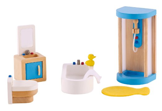 Hape - Family Bathroom Wooden Doll House Furniture Set