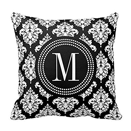 Decors Elegant Black and White Damask Personalized Pillows