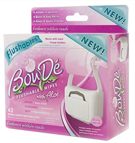 Boude Wipes Hanging Flushable Wipe Dispenser, 42 Count Wipes by Boude Wipes