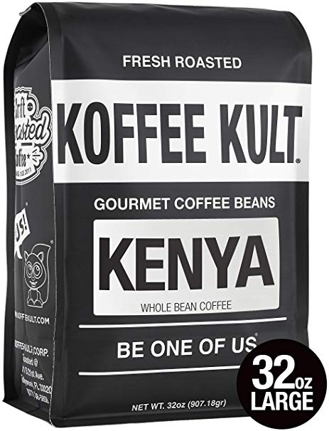 Koffee Kult Kenya Medium Roast Whole Bean Arabica Coffee Artisan Roasted (32oz whole bean)