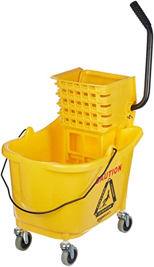 AmazonBasics Side Press Wringer Combo, 35-Quart, Yellow (Renewed)