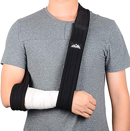 SupreGear Arm Sling, Adjustable Lightweight Comfortable Shoulder Immobilizer Arm Sling Breathable Medical Shoulder Support for Injured Arm/Hand/Elbow - 71 inch (Black)