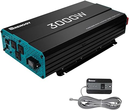 Renogy Pure Sine Wave Inverter 3000w Power Inverter DC 12v to AC 110v, Solar Inverter 12v to 110v Converter with 5V/2.1A USB Port, 3 AC Ports, Remote Controller