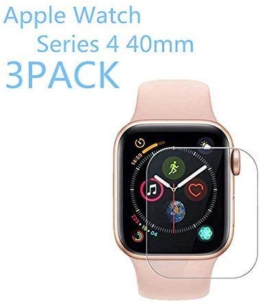 [3PACK] Apple Watch Series 4 40mm Tempered Glass Screen Protector, 9H Hardness,Anti-Fingerprint,Anti-Scratch,Ultra-Clear,Bubble Free Screen Protector Compatible Apple Watch Series 4 40mm