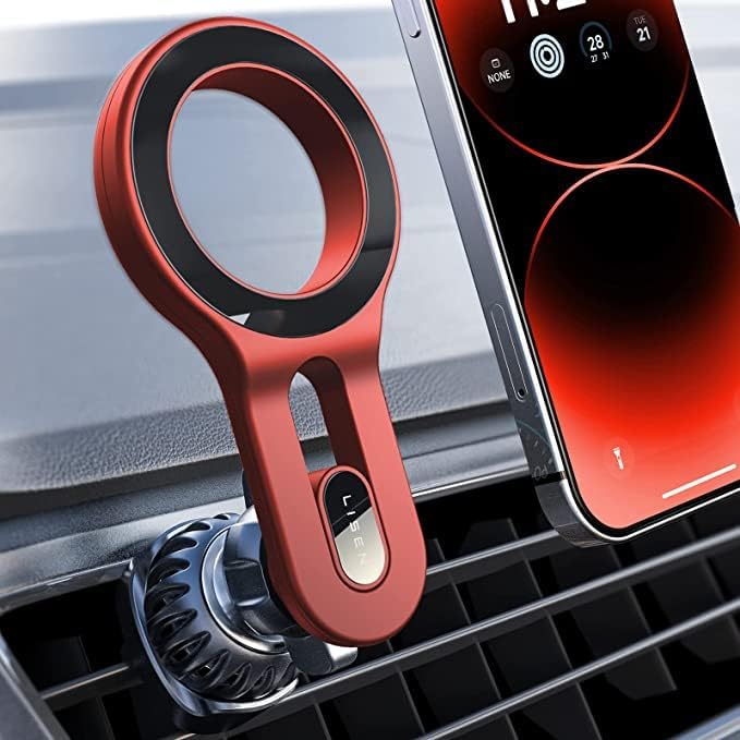 LISEN for MagSafe Magnetic Phone Holder Car Mount, Phone Mount Holder for Car Vent Magnetic [Easily Install] Hands Free iPhone Car Holder Mount Car Mount (Red)