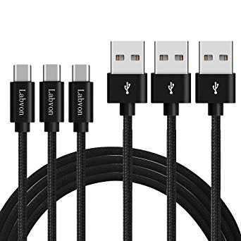 USB Type C-C Cable Nylon,Labvon 3Pack 1M/3.3FT 2018 Cable Charger 56kohm protected Braided with Magic Tape Strap for New MacBook, Google ChromeBook Pixel, Tablet