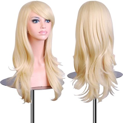 EmaxDesign Wigs 28 Inch Cosplay Wig For Women With Wig Cap & Comb(Light Blonde)
