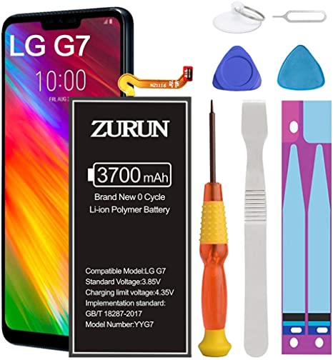 LG G7 Battery ZURUN 3700mAh Li-Polymer Battery BL-T39 Replacement for LG G7 ThinQ G710 LMG710VM Verizon LMQ610 with Repair Replacement Kit Tools