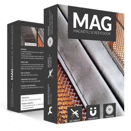 MAG Magnetic Mesh Screen Door 34 Inch - Bug Off Curtain Black