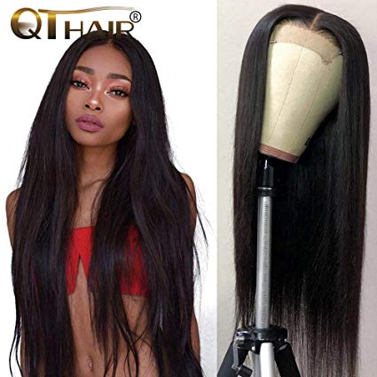 QTHAIR 12a Grade 13x4 Lace Front Human Hair Wigs 26"Brazilian Straight Virgin Hair Human Hair Wigs with Baby Hair Lace Front Wigs for Black Women 150% Density Natural Black Color Can be Dyed Bleached Culred