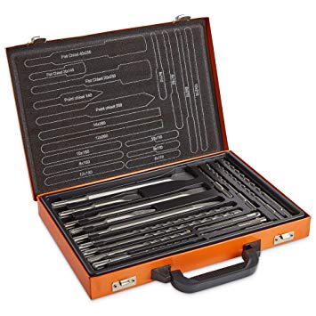 VonHaus 17pc SDS Drill Bit & Chisel Set – SDS Plus Rotary Hammer – Concrete/Brick Breaker – Foam Padded Carry Case Included