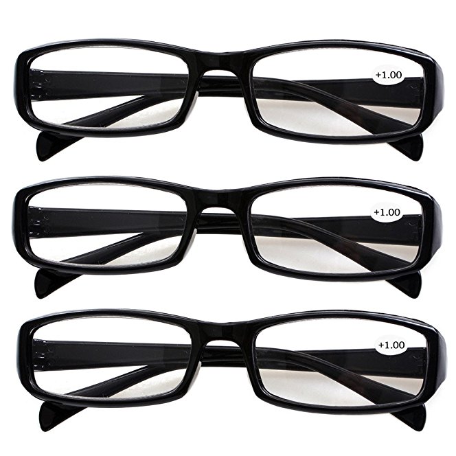 Southern Seas 3 Pairs (Black Frame) Womens Mens Durable Reading Glasses Spectacles Strength  2.00