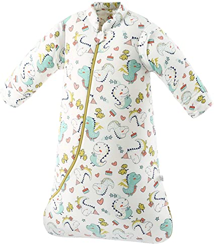 luyusbaby Sleeping Bag Organic Cotton Thickened Removable Sleeves Baby Wearable Blanket