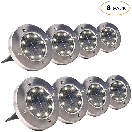 pys Outdoor Solar Powered Garden Lights, LED Lamp Pathway Yard Decor Lighting, Ground Landscape Patio White Lighting (8)