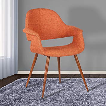 Armen Living LCPHSIWAOR Phoebe Dining Chair in Orange Fabric and Walnut Wood Finish