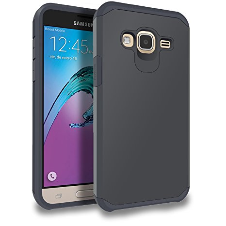 Galaxy J3 Case, ATUS® Heavy Duty Tuff Shield Hybrid Hard Case Silicone Skin Cover for Samsung Galaxy J3   sensitive Stylus Pen (BLACK/BLACK)