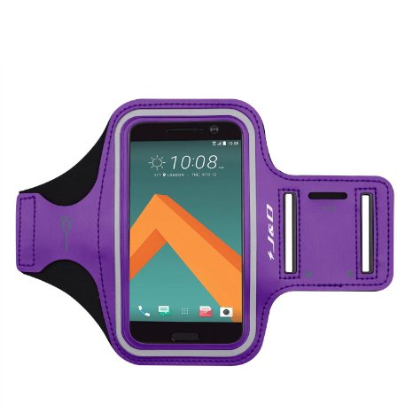 HTC 10 Armband, J&D Sports Armband for HTC 10, Key holder Slot, Perfect Earphone Connection while Workout Running (Purple)