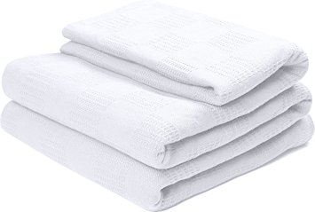 Utopia bedding 100% Premium Woven Cotton Blanket (Full/Queen, White) Breathable Cotton Throw Blanket and Quilt for Bed & Couch/Sofa