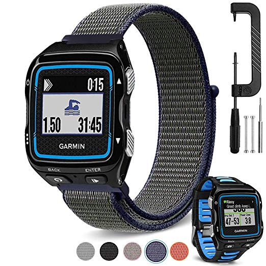 C2D JOY Compatible with Garmin Forerunner 920XT Replacement Bands with pins & Removal Tools, Sport Loop Band - Soft, Breathable Nylon Weave with Hook&Loop Fastener - 09# Midnight Blue, M