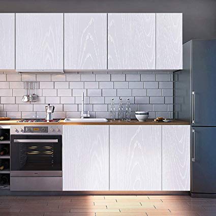 15.8" x78.7" Silver white wood contact paper Vinyl wallpaper Peel and Stick Self-Adhesive Contact Paper for Countertops Decorative cabinet contact paper furniture wall paper Removable Waterproof