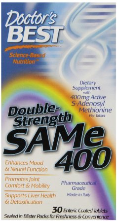 Doctors Best SAMe 400 mg Double Strength Enteric Coated Tablets 30-Count