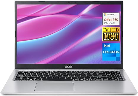 Acer Newest Aspire 1 15.6" FHD Slim Laptop Computer, 16GB RAM, 64GB   512GB NVMe SSD, Intel Dual-Core Processor, 1-Year Office 365, Numeric KYB, HDMI, Webcam, WiFi, Ethernet, Win 11,w/CUE Accessories