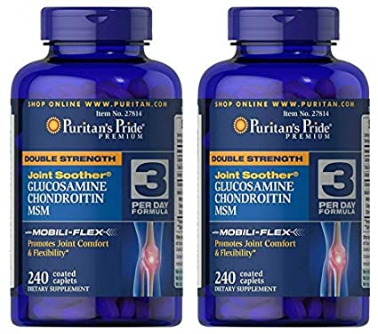 Puritans Pride Double Strength Glucosamine, Chondroitin and Msm Joint Soother, 240 Count (Pack of 2)