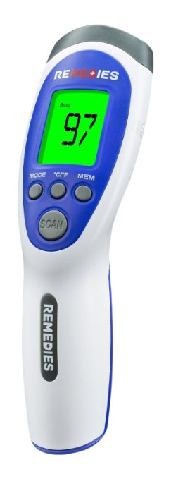 ReMEDies Most Accurate Forehead Temporal Thermometer Touchless and Easy to Use Good for BabysKids Fever Reading Adults and Medical Nurses Plus RoomSurface Temperature Option