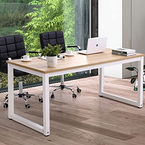 Home Office Desk-63 Inch Large Computer Desk Computer Table for Home Office, with Wide Workstation Tabletop for Writing, Made of The Finish Wood Board and Sturdy Steel Legs