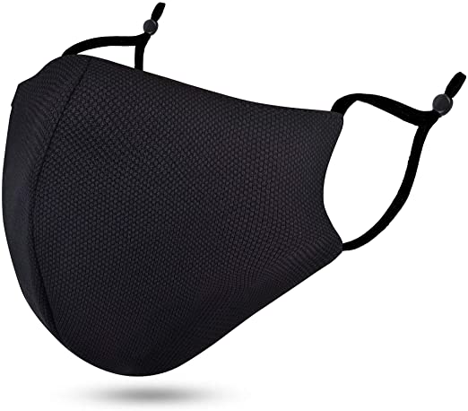 Washable Cloth Face Madk Reusable Face Protection 2 Layer with Adjustable Earloop for Outdoor Black
