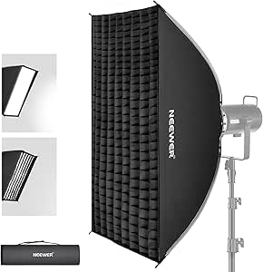 NEEWER 24"x35" Rectangular Softbox Quick Set up Folding Strip Soft Box Bowens Mount with Diffusers/Honeycomb Grid/Bag Compatible with Aputure 120d Godox SL60w NEEWER RGB CB60 and Other Lights, SF6090Q