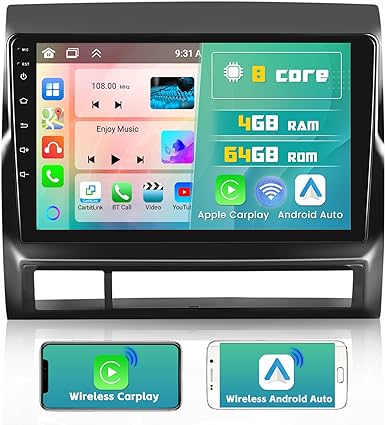 4G 64G Android 13 Car Stereo for 2005-2013 Toyota Tacoma Radio, 9 Inch IPS Touch Screen Radio with Wireless Apple Carplay Android Auto, Bluetooth GPS WiFi 32EQ DSP FM RDS SWC Mic, AHD Backup Cam