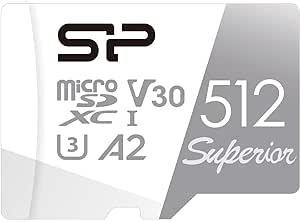 Silicon Power 512GB Superior Micro SDXC UHS-I (U3), V30 4K A2, Compatible with GoPro Hero 9 High Speed MicroSD Card with Adapter