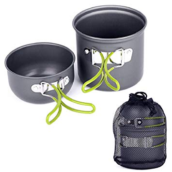 Wadoy New Aluminum Outdoor Camping Hiking Picnic Cookware Cook Cooking Pots Pans Bowls Set