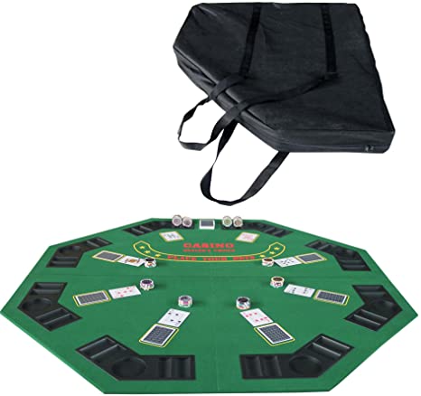 IDS Poker 48" Folding Blackjack Texas Holdem Octagon Poker Table Top with Carrying Bag