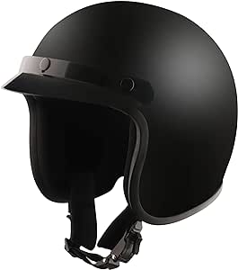 Detour Helmets D.O.T. Flat Black 3/4 Lightweight Helmet for Motorcycle Riders with Removeable Visor