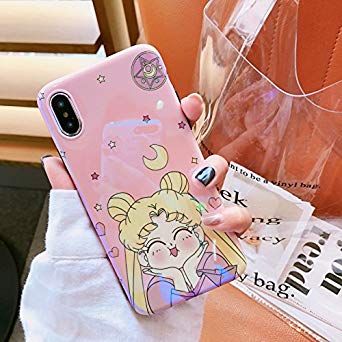Slim Fit Smooth Soft TPU Pink Sailor Moon Case for iPhone X iPhoneX Ultra Sleek Japan Anime Cartoon Protective Shockproof Hot Cute Lovely Fashion Princess Japanese Gift Little Girls Teens Kids Women