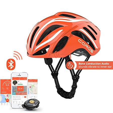 Coros Bone Conduction Cycling Helmet Integrated Smart Helmet Bluetooth Bicycle Helmet with SOS Alert, Hands Free Smart Remote