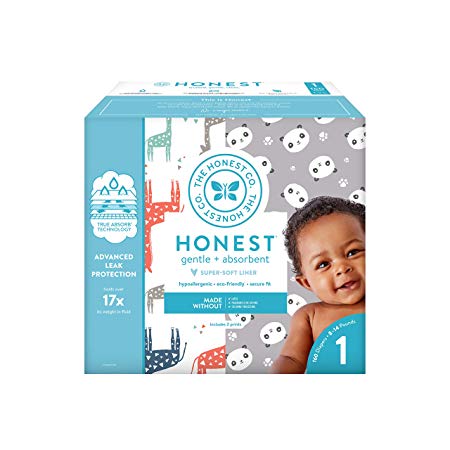 The Honest Company Super Club Box Diapers with TrueAbsorb Technology, Pandas & Safari, Size 1, 160 Count