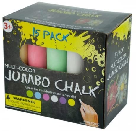 Jumbo Multicolor Outdoor Sidewalk Chalk - 15 Piece Washable Premium Set