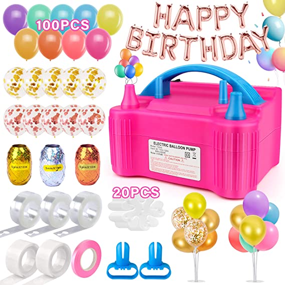 MIBOTE 158 Pcs Balloon Pump Electric, Ballon Inflator Pump Electric Air Pump Blower, Balloon Arch Kit for Birthday Parties Wedding Festival Balloons Set, 110V 600W