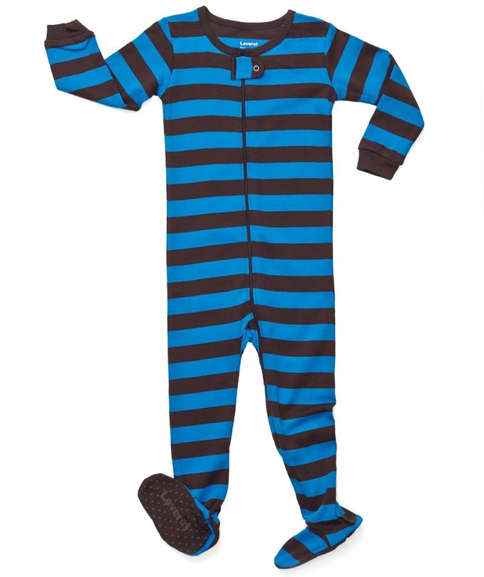 Leveret Footed "Striped Baby Boy" Pajama Sleeper 100% Cotton (Size 6M-5T)